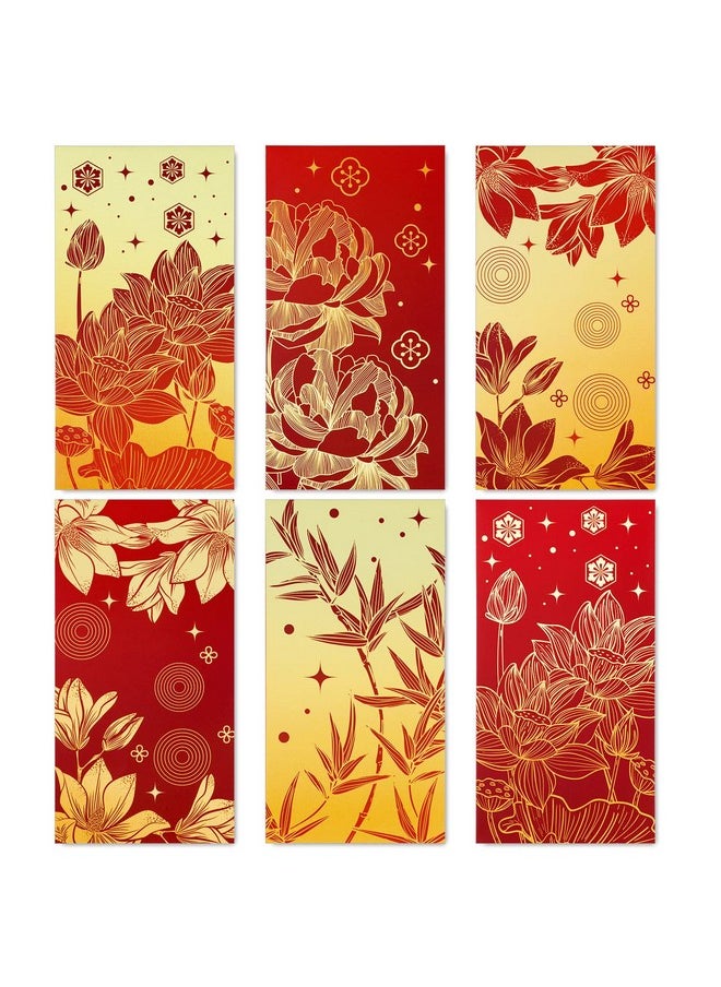 AnyDesign 48Pcs Chinese New Year Red Envelopes 6 Classic Design Red Gold Hong Bao Lotus Peony Floral Spring Festival Lucky Money Pocket For Party Wedding Chinese Lunar Year Supplies  - Image 1