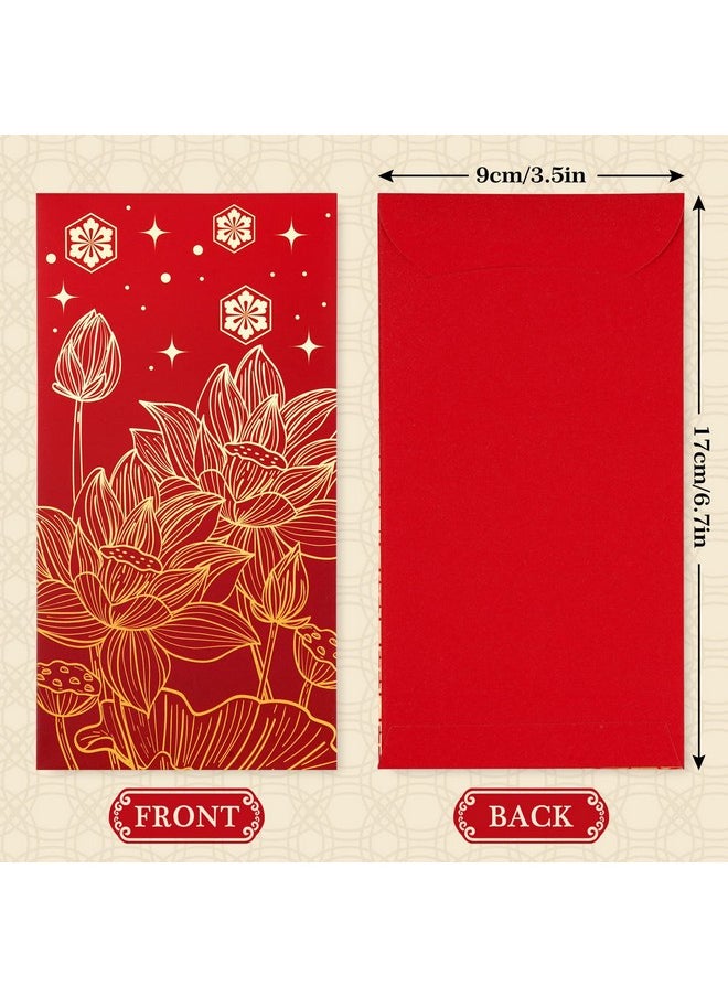 AnyDesign 48Pcs Chinese New Year Red Envelopes 6 Classic Design Red Gold Hong Bao Lotus Peony Floral Spring Festival Lucky Money Pocket For Party Wedding Chinese Lunar Year Supplies  - Image 2