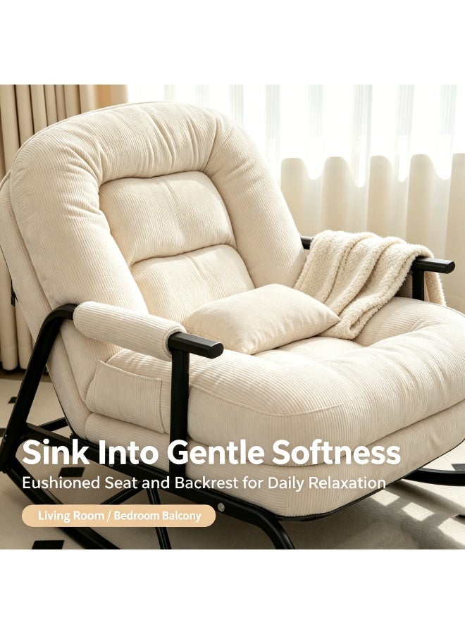 Soft Velvet Rocking Chair, Oversized High Back Recliner Rocker with Sturdy Metal Frame, Comfy Lounge Glider Chair for Bedroom Living Room Reading Nook - Image 5