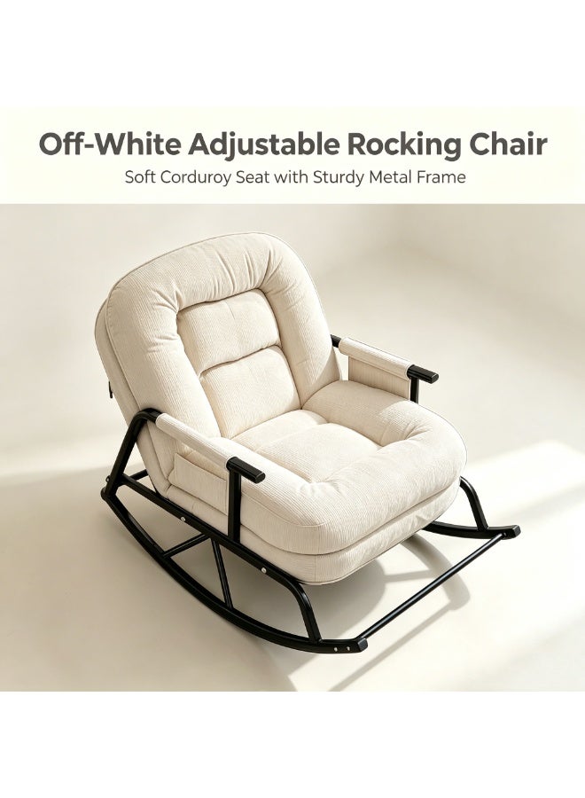 Soft Velvet Rocking Chair, Oversized High Back Recliner Rocker with Sturdy Metal Frame, Comfy Lounge Glider Chair for Bedroom Living Room Reading Nook - Image 2