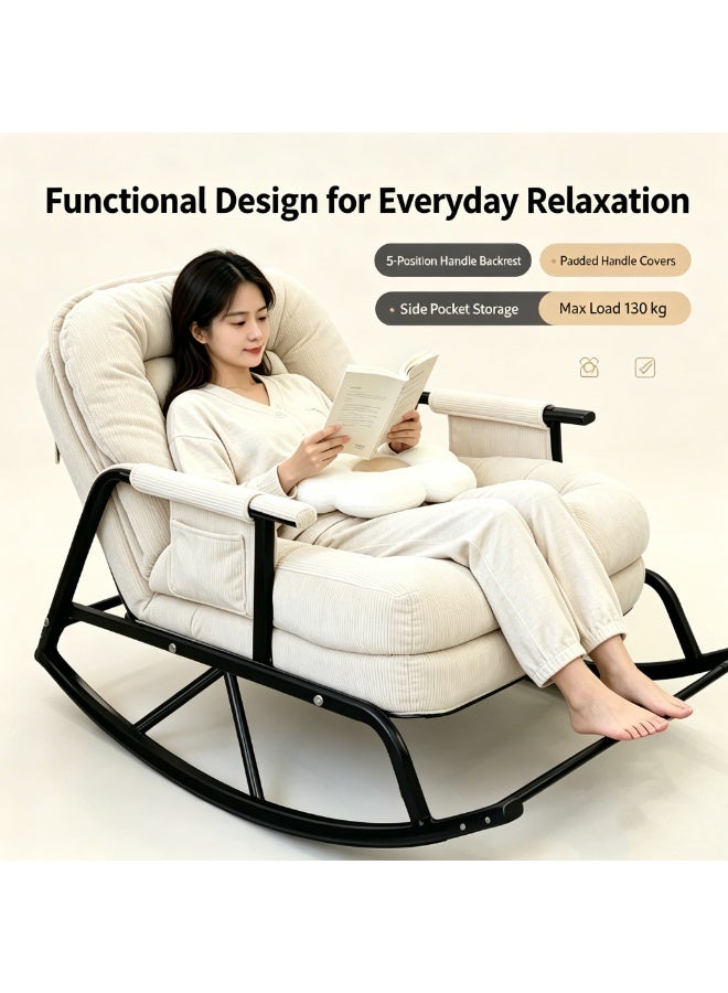 Soft Velvet Rocking Chair, Oversized High Back Recliner Rocker with Sturdy Metal Frame, Comfy Lounge Glider Chair for Bedroom Living Room Reading Nook - Image 3