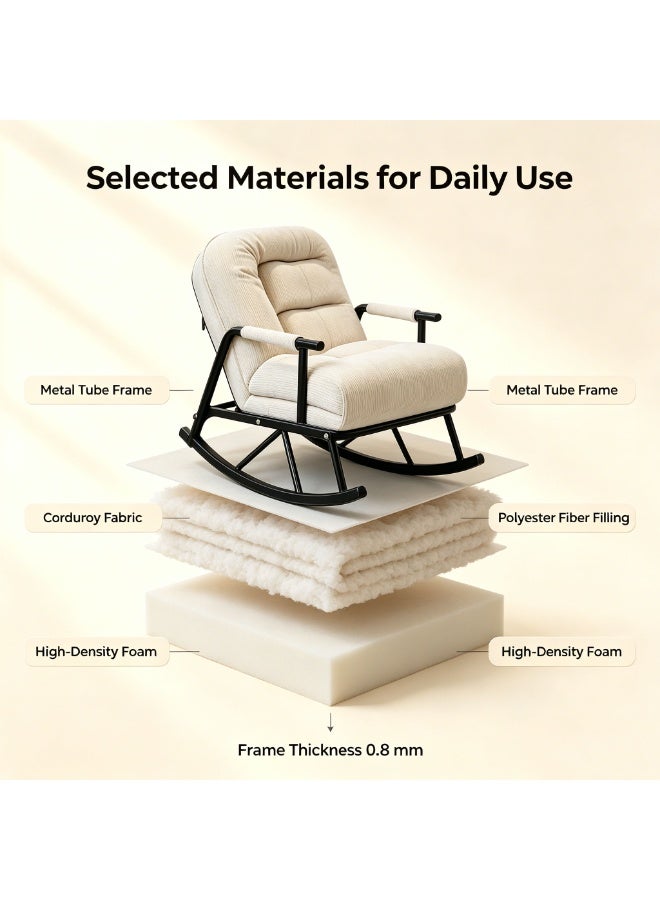 Soft Velvet Rocking Chair, Oversized High Back Recliner Rocker with Sturdy Metal Frame, Comfy Lounge Glider Chair for Bedroom Living Room Reading Nook - Image 4