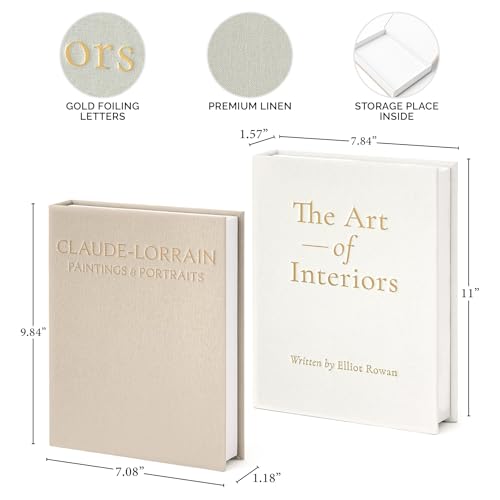 Vine Creations Decorative Books - Set of 2 Linen Hardcover Boxes with Storage - Aesthetic Fake Books for Decoration for Home, Shelf, Bookshelf Decor, Coffee Table Decor, as Storage or Keepsake Box - Image 4