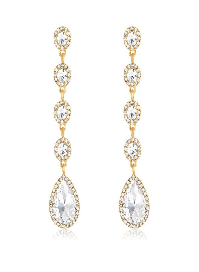 WanBigVa Rhinestone Statement Long Dangle Earrings for Women,Vintage Wedding Bridal Elegant Crystal Chandelier Teardrop Earrings Costume Jewelry for Prom Party, Rhinestone, Rhinestone Crystal - Image 1
