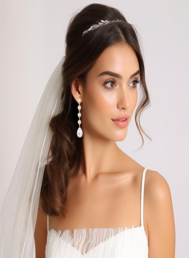 WanBigVa Rhinestone Statement Long Dangle Earrings for Women,Vintage Wedding Bridal Elegant Crystal Chandelier Teardrop Earrings Costume Jewelry for Prom Party, Rhinestone, Rhinestone Crystal - Image 2
