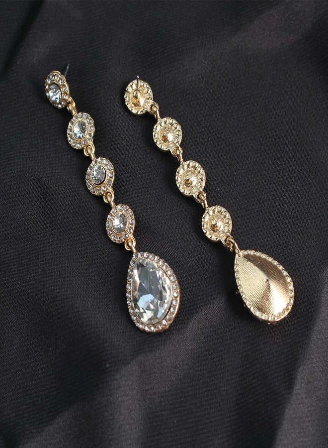 WanBigVa Rhinestone Statement Long Dangle Earrings for Women,Vintage Wedding Bridal Elegant Crystal Chandelier Teardrop Earrings Costume Jewelry for Prom Party, Rhinestone, Rhinestone Crystal - Image 5