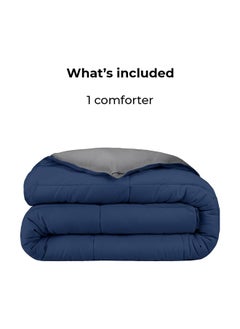 Home of linens Cotton - Reversible Heavy Comforter -3.6Kgs - Down Alternative Filling - (For Matress 160cm/180cm) - Size (230cm x 240cm) - Dark Blue x Grey  - Image 4