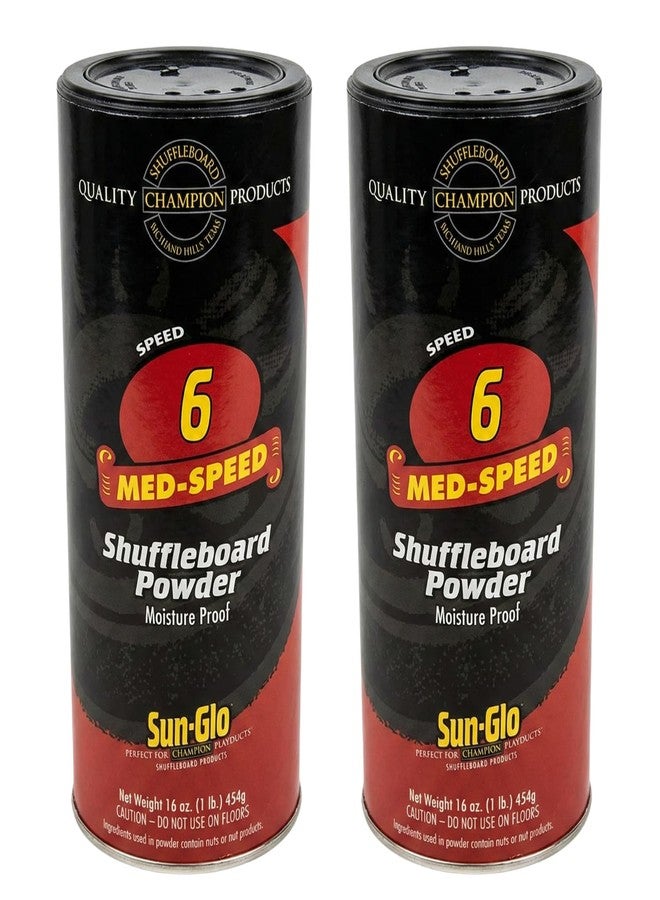 Sun-Glo Shuffleboard Powder Speed #6 (Medium Speed) – Slow Speed for Small Tables (9-12 Ft) & Beginners – 16 oz Shaker Can (2-Pack) - Image 1