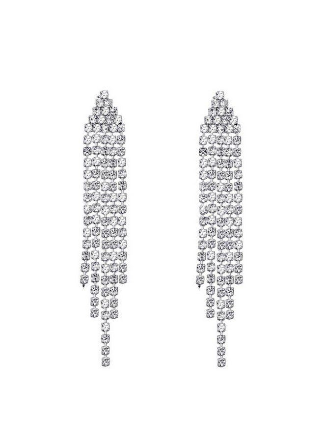 SELOVO Silver Tone Sparkle Dangle Earrings Drop Earrings Dangly Earrings Dangling Earrings For Women - Image 1