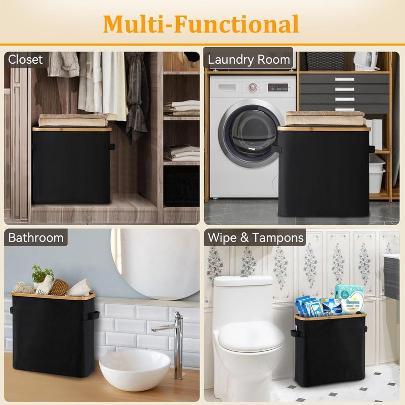FuBegi Toilet Paper Storage Basket with Lid for Mega Rolls, Large Bamboo Toilet Paper Organizer Storage Holder Stand for Bathroom, Enclosed Toilet Paper Tissue Storage Bin Box Container Free Standing, Beige - Image 5