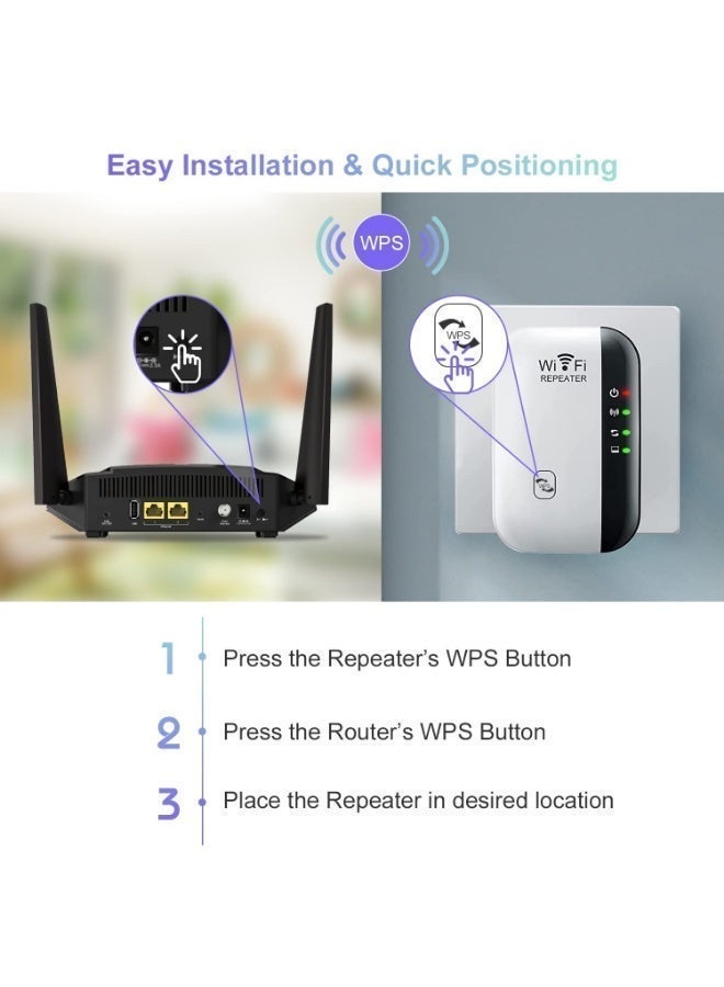 DUNELIFE 300Mbps WiFi Range Extender - Wireless Signal Booster with Wall Penetration, Covers Up to 5000sq ft, Easy Setup White - Image 5