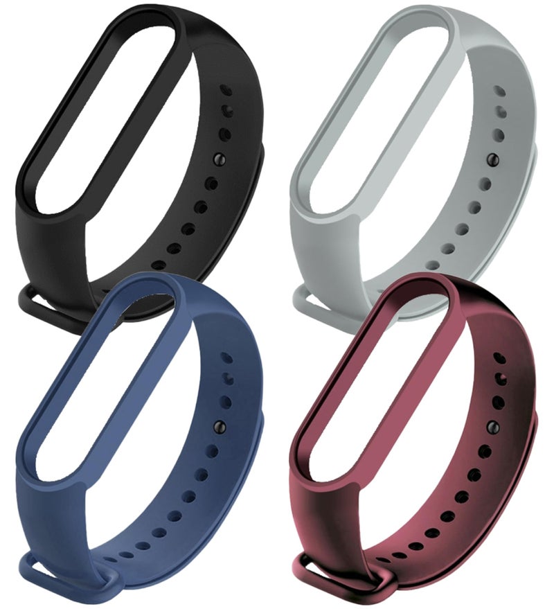 CERLINK Mi Band 5 & Mi Band 6 SmartWatch Strap, Silicone Adjustable Men Women Wristband-Black,Navy,Grey,Wine - Image 1