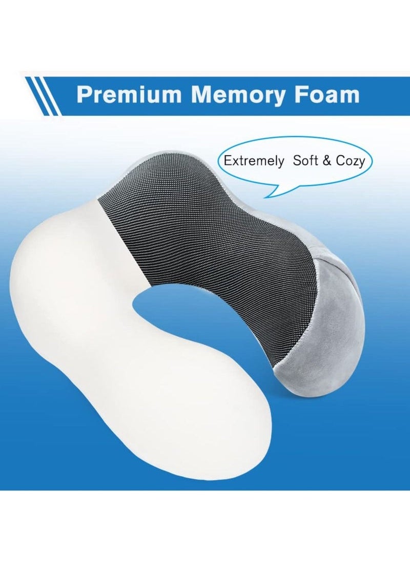 Captaintech Travel Pillow Memory Foam Neck Pillow, Comfortable & Breathable Cover, U Shape Head Pillow with Portable Storage Bag, Sleep Mask and Earplugs for Airplane, Car, Train, Bus and Home Use  - Image 3