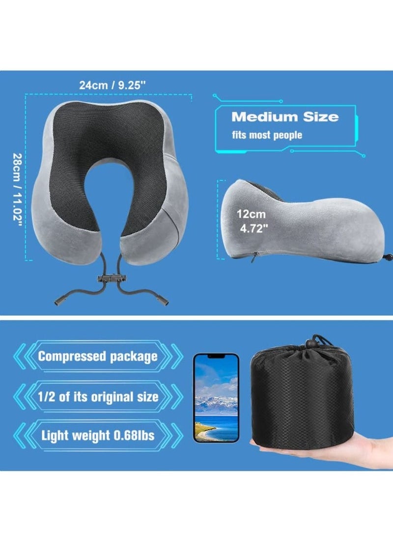 Captaintech Travel Pillow Memory Foam Neck Pillow, Comfortable & Breathable Cover, U Shape Head Pillow with Portable Storage Bag, Sleep Mask and Earplugs for Airplane, Car, Train, Bus and Home Use  - Image 5