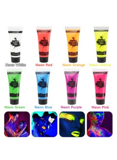 MEICOLY UV Blacklight Neon Face Body Paint, MEICOLY 8 Tubes Blacklight Reactive Paints,Water Based, Washable, Non-Toxic Neon Party Supplies for Halloween,01  - Image 2