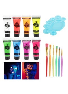 MEICOLY UV Blacklight Neon Face Body Paint, MEICOLY 8 Tubes Blacklight Reactive Paints,Water Based, Washable, Non-Toxic Neon Party Supplies for Halloween,01  - Image 1