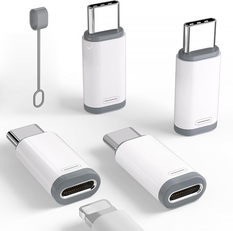 4 حزمة محول Lightning إلى USB C لأجهزة iPhone 15/16/16 Pro Max/Plus، Samsung S24، يدعم الشحن ونقل البيانات، كابل موصل شاحن Type C، محول Lightning أنثى إلى USB C ذكر، ليس للصوت - Image 1