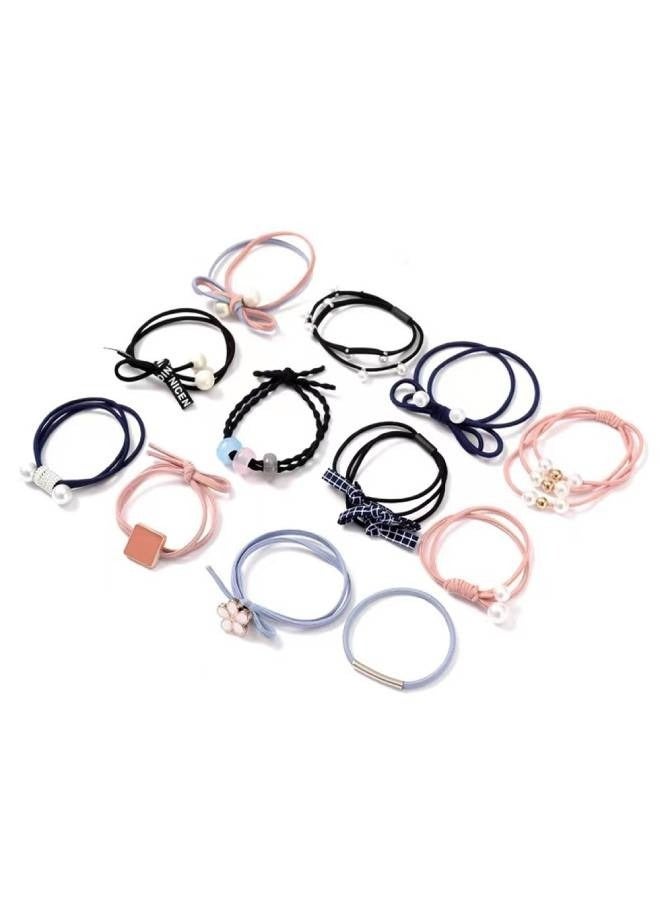 12-Pieces Faux Pearl Decor Cute Baby Girl's Hair Accessories Clips Elastic Hair Tie For Girls - Image 4