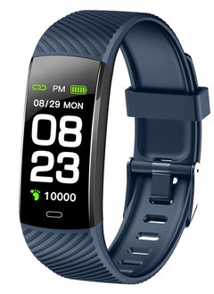 G-Tab W611 Smart Band with Large Battery Life, Heart Rate/Sleep Monitor, Call Alert or SMS Notification, Step Count, Multiple Sport Mode for Men, Women, (Blue)