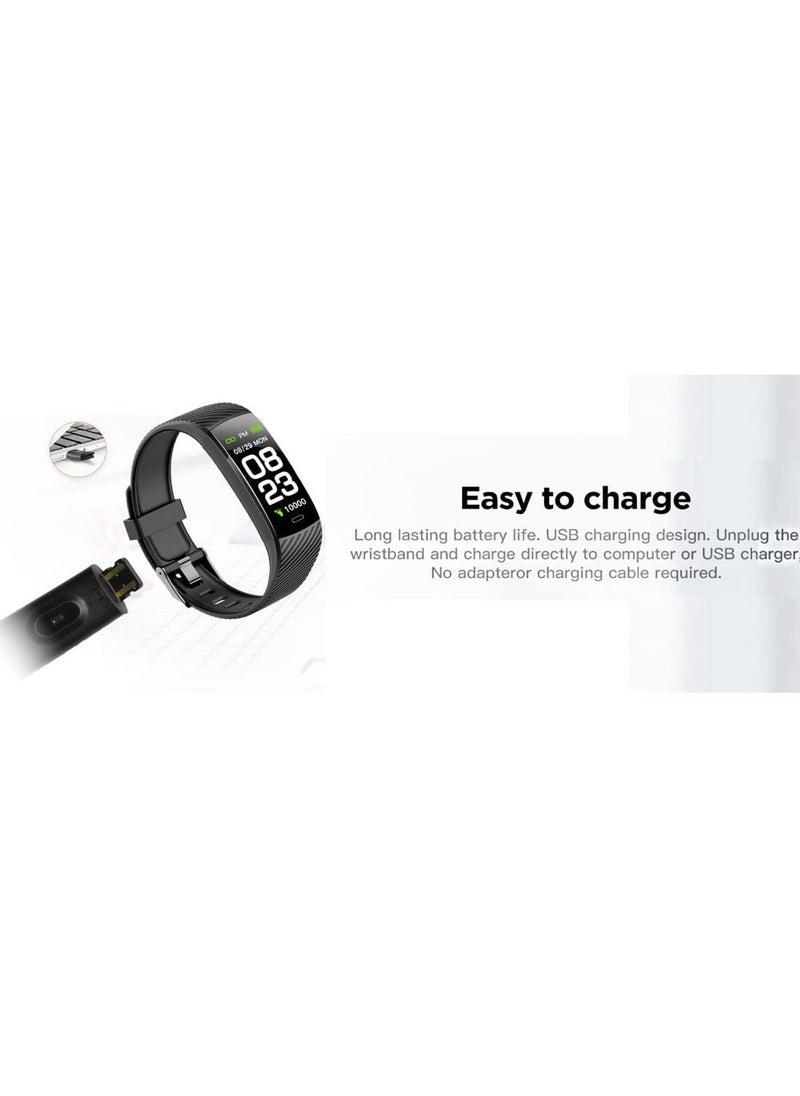 G-Tab - G-Tab W611 Smart Band with Large Battery Life, Heart Rate/Sleep Monitor, Call Alert or SMS Notification, Step Count, Multiple Sport Mode for Men, Women, (Blue) - Image 1