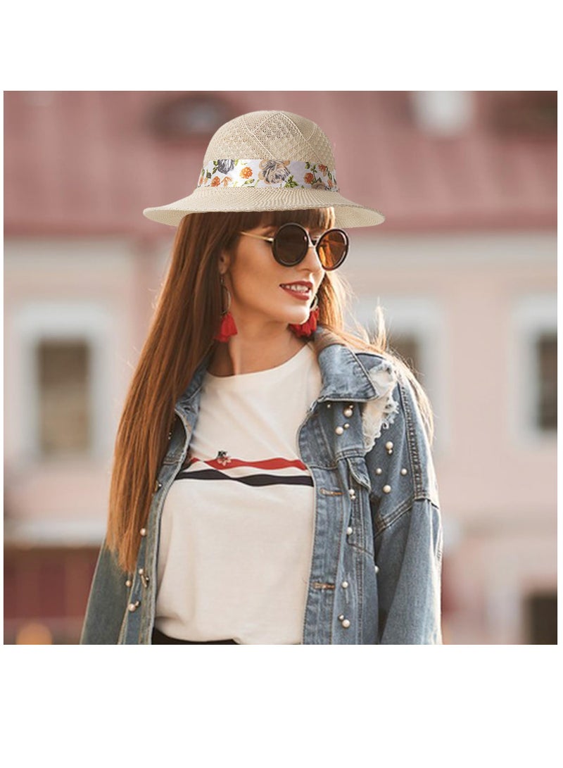 SOLARAE Straw Sun Hat for Women, Foldable Floppy Straw Hat Wide Brim Summer Beach Hat with Bow Sunhats for Ladies Outdoor Travel Holiday UPF 50+ - Image 5