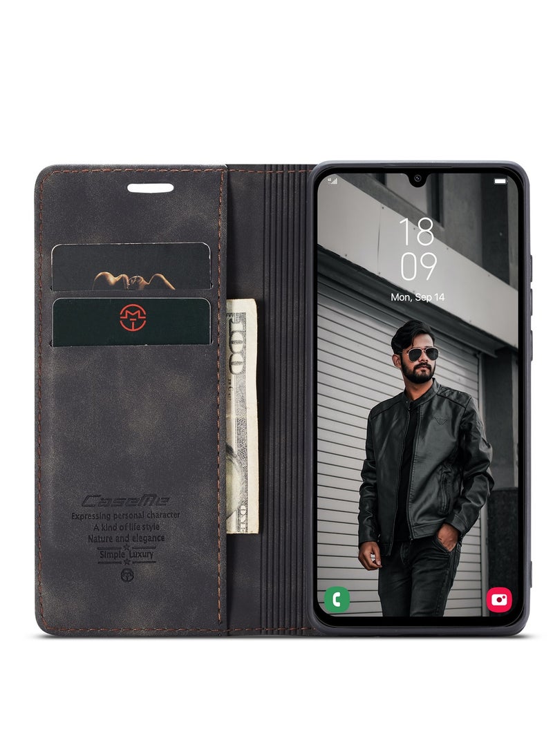 كيس مي جراب جلدي لموبايل سامسونج ايه 15 من كيس مى جراب حماية قابل للطي مع مسند مغناطيسي وفتحات للبطاقات - اسود - Image 4