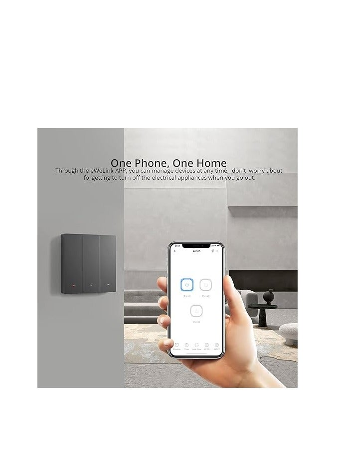 SONOFF Sonoff M5-3C-86 SwitchMan 3 Gang Smart Wall Switch, Remote/Voice Control, Share Control, Smart Scene, Countdown Timing, 2.4GHz Wifi, 2200W Max Power, Works with Alexa & Google Home, Dim Grey  - Image 2