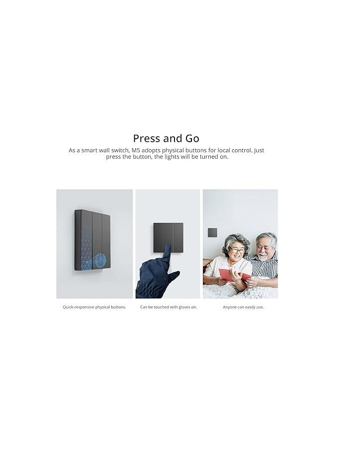 SONOFF Sonoff M5-3C-86 SwitchMan 3 Gang Smart Wall Switch, Remote/Voice Control, Share Control, Smart Scene, Countdown Timing, 2.4GHz Wifi, 2200W Max Power, Works with Alexa & Google Home, Dim Grey  - Image 5