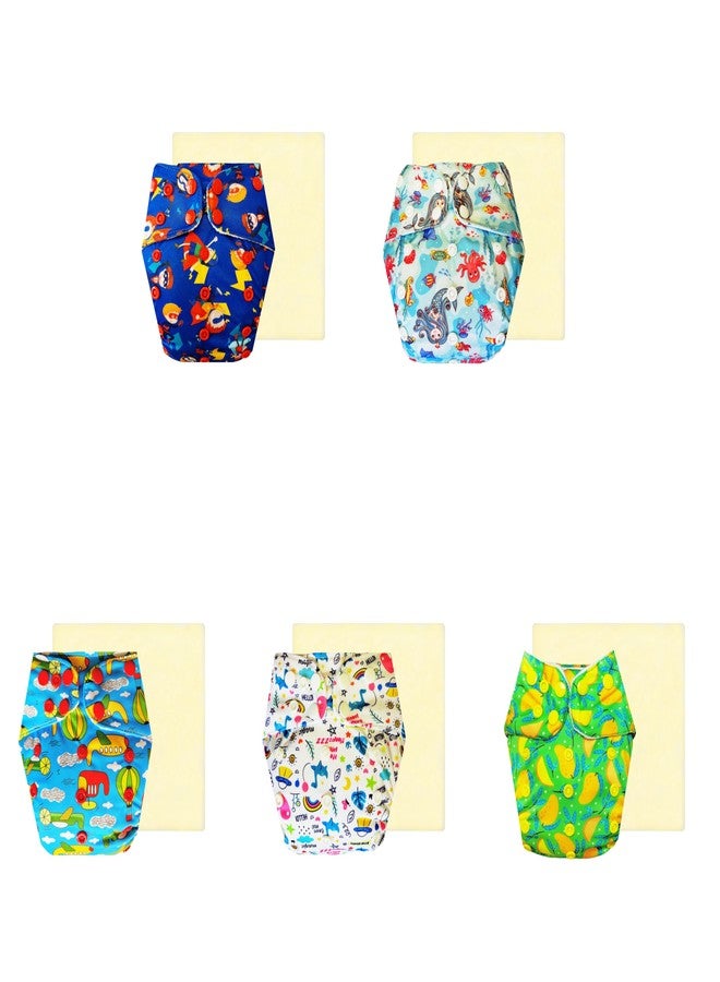 Dumbledo Elite Cloth Diaperwith Magical Soaker (Pack of 5) | Soft & Gentle | 6-Layer Absorbent Pad | Quick Dry | All-Day Wear | 3 Months - 3 Years | Unisex Baby - Image 1