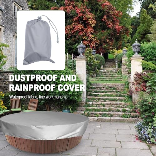 DOITOOL Round Hot Tub Cover 6ft Round Pool Cover Inflatable Hot Tub Covers Replacement Solar Spa Cover Protector, Reduce Water Evaporation, Grey, 74.80 X 11.81 Inches - Image 2