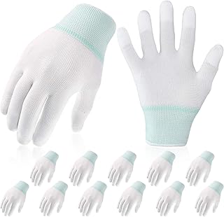 Satinior SATINIOR 12 Pairs Quilting Grip Gloves Machine Quilting Gloves for Free-Motion Quilting White Nylon Quilting Gloves for  - Image 1