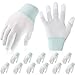 Satinior SATINIOR 12 Pairs Quilting Grip Gloves Machine Quilting Gloves for Free-Motion Quilting White Nylon Quilting Gloves for  - Image 2