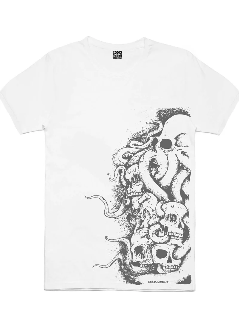 Rock&Roll Big Octopus White Short Sleeve Men's T-Shirt