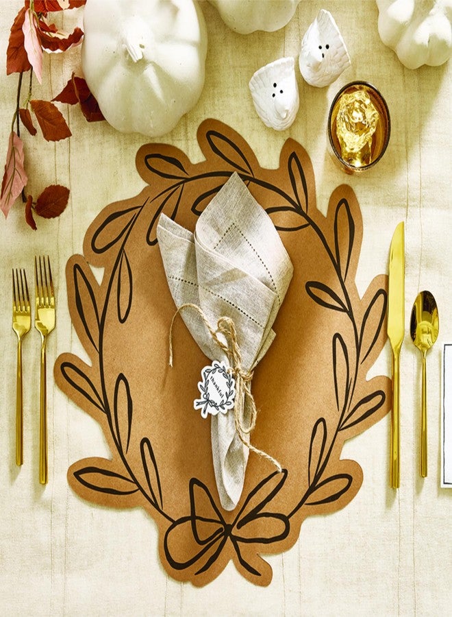 Santa Barbara Design Studio Disposable Placemats - Set of 24 Die-Cut Kraft Paper Table Mats, 17" x 16", Wreath-Shaped - Image 3