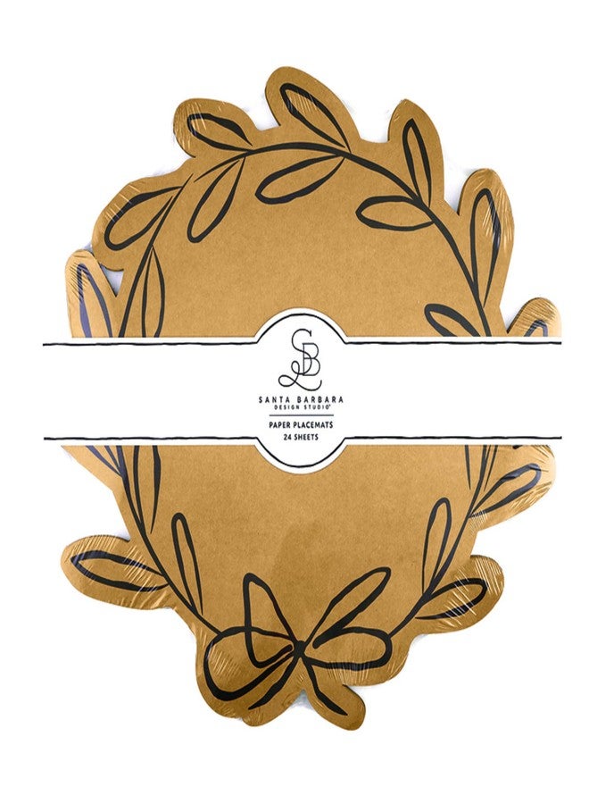 Santa Barbara Design Studio Disposable Placemats - Set of 24 Die-Cut Kraft Paper Table Mats, 17" x 16", Wreath-Shaped - Image 2