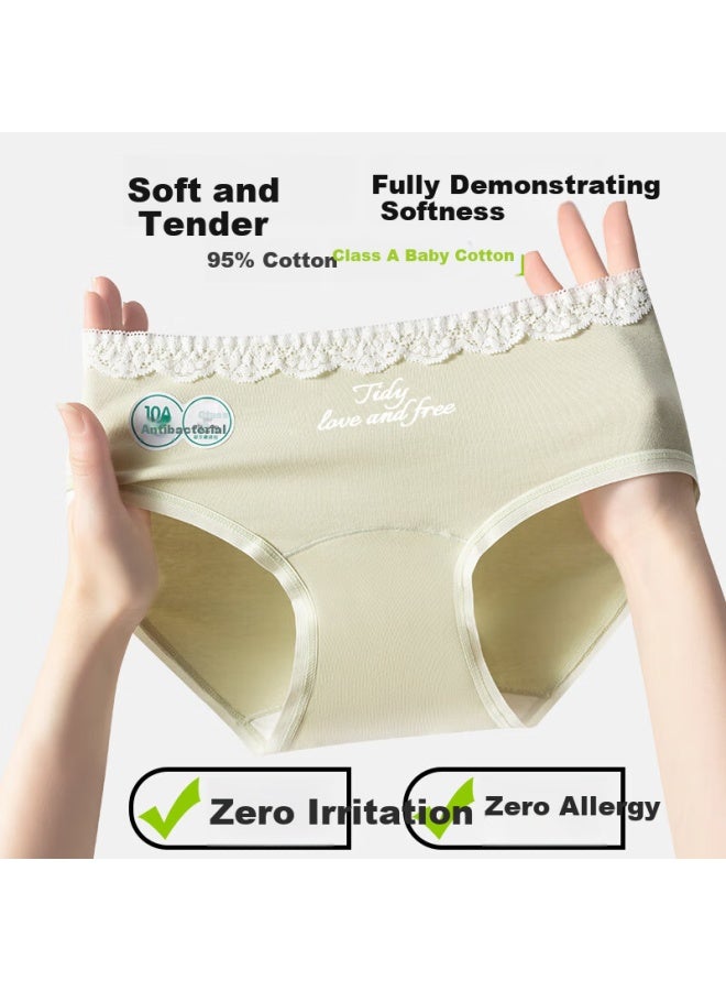 Madallo A-class Baby Cotton Women's Underwear Women's Pure Cotton Antibacterial Long Crotch Girls' Underwear Lace Spliced Triangle Panties L - Image 1