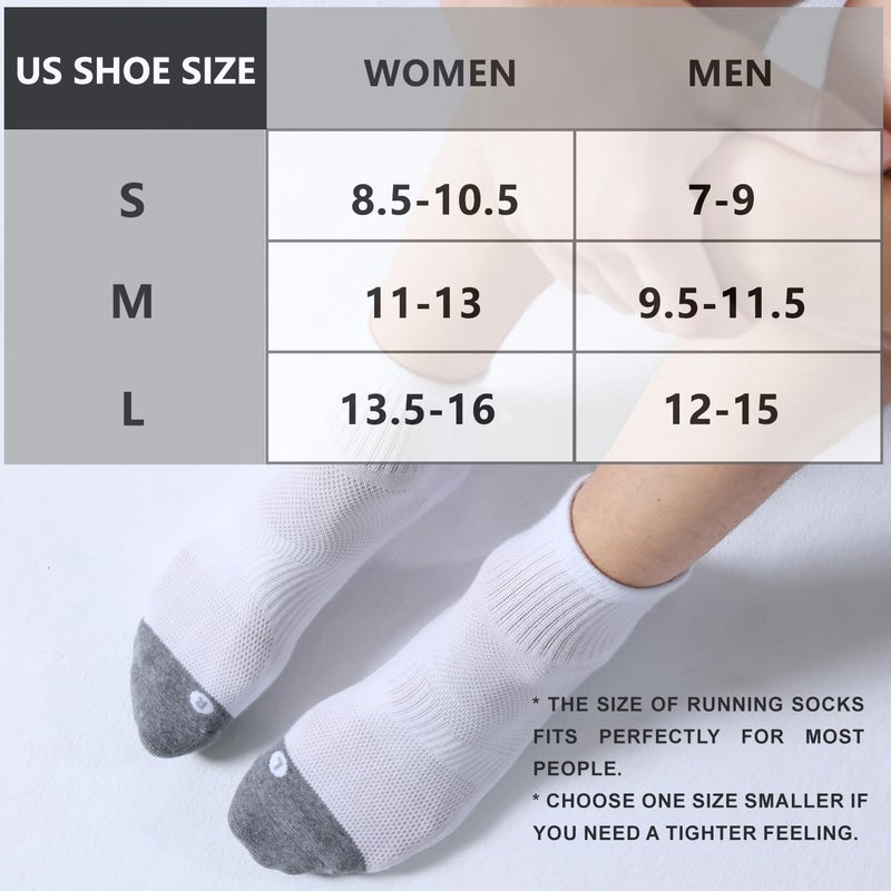 FITRELL 6 Pack Men's Ankle Socks Athletic Cushioned Sports Running Socks, Shoe Size 9-12, White - Image 2