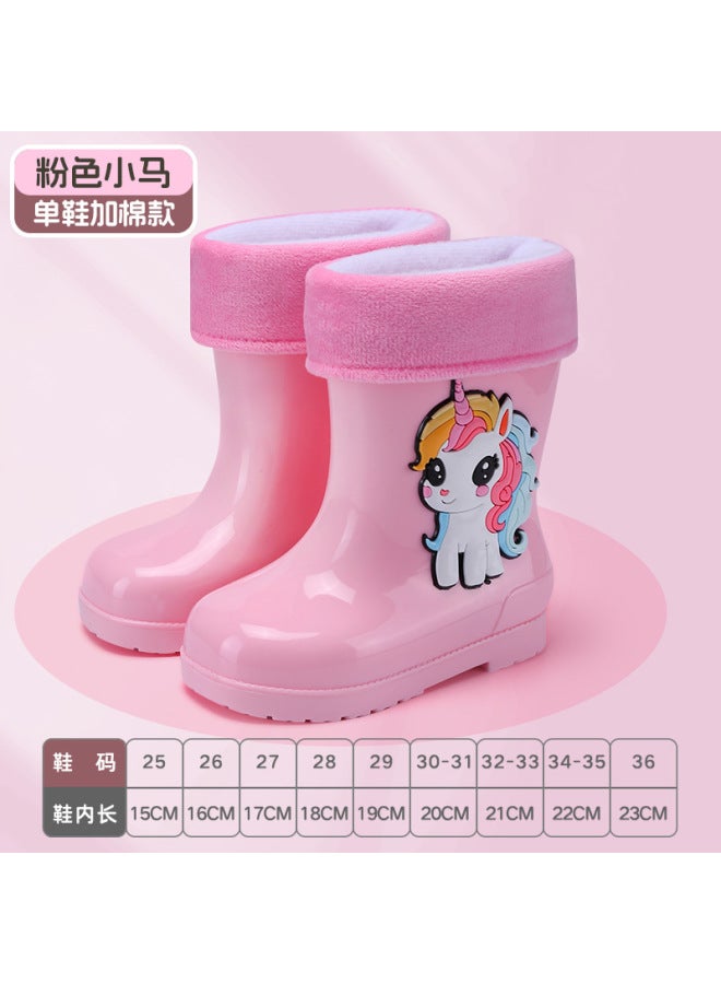 Cartoon Kidsren's Rain Boots For Boys And Girls, Non-slip Water Shoes For Middle-aged And Older Students, Velvet Rain Boots, Baby Cute Waterproof Shoes