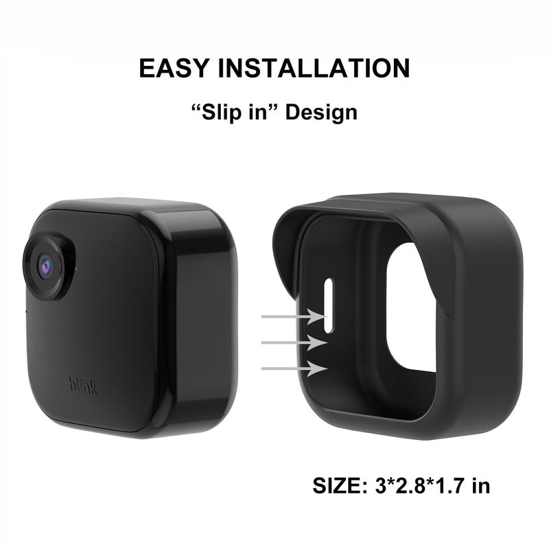 Qopoto Silicone Case Cover for All-New Blink Outdoor 4 (4th Gen) - Weatherproof Protective Skin Cover with Hat Brim for All-New Blink Outdoor 4 Smart Security Camera (Black, 3 Pack) - Image 4