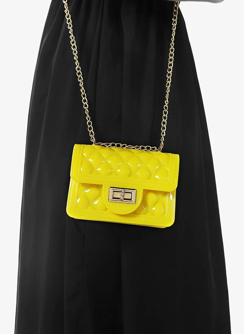 London Rag  Yellow Quilted Sling Bag for Women | Best Price UAE