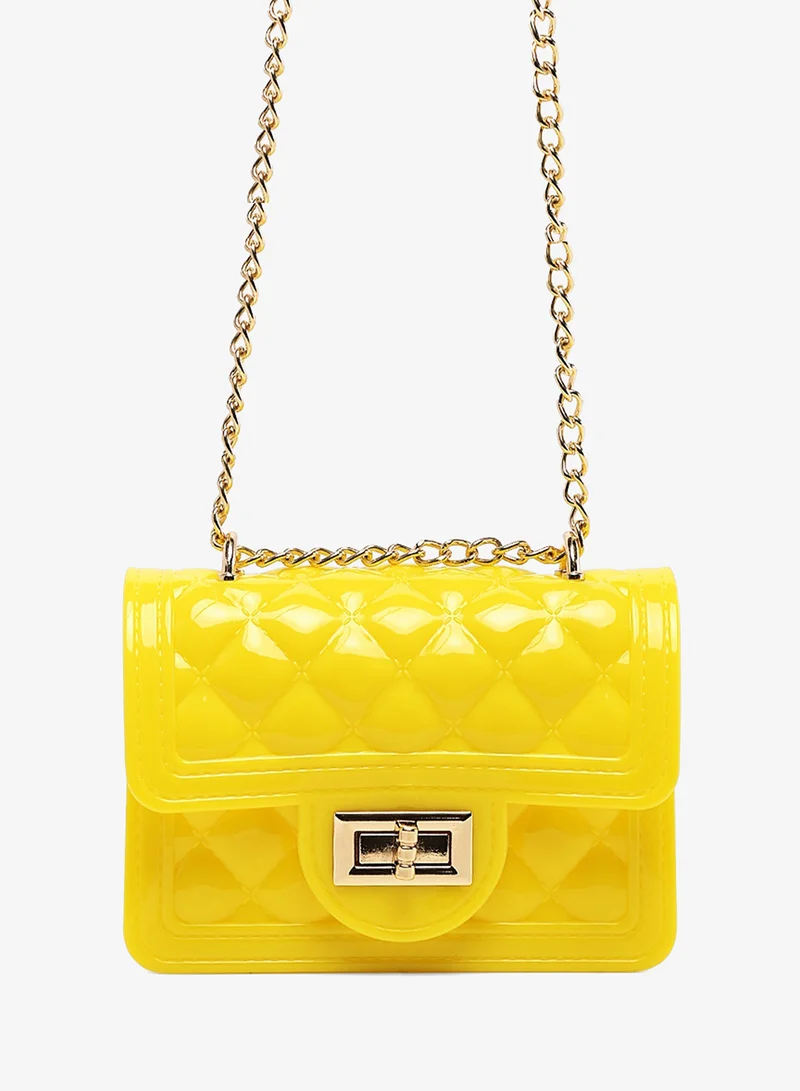 London Rag  Yellow Quilted Sling Bag for Women | Best Price UAE
