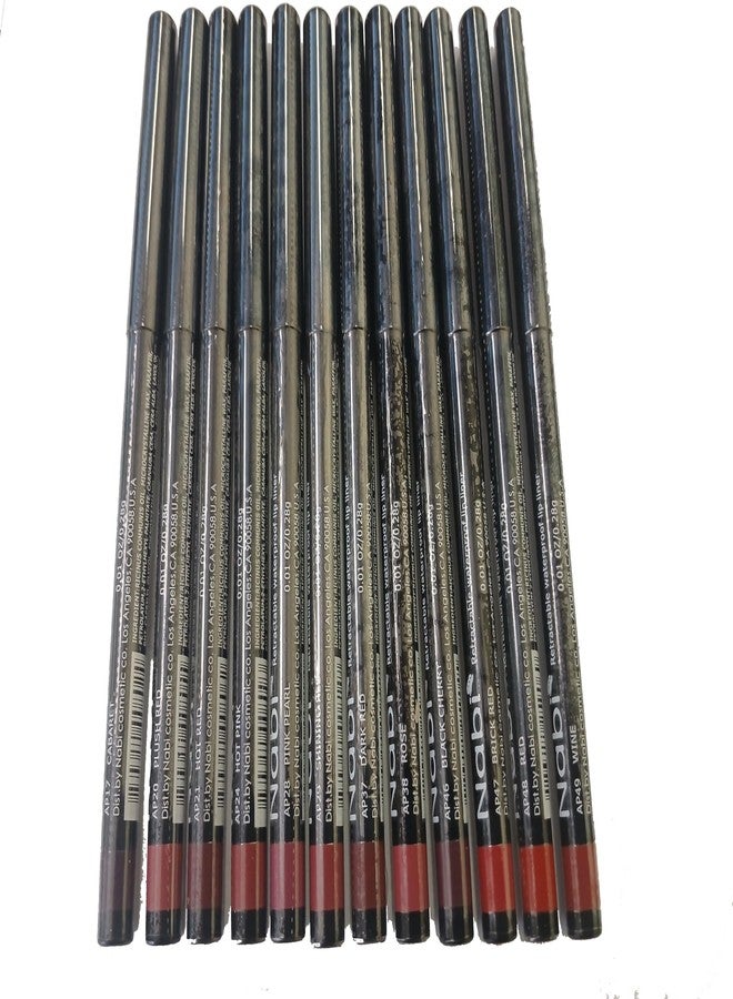Nabi Retractable Waterproof Lipliner Pencil, Smudge-Proof, Long-Lasting,Professional Makeup for Sensitive Lips, 12-Pack Assorted (Red Tone,5) - Image 1