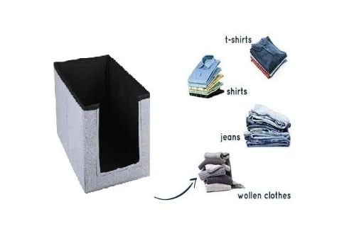 ink craft ink craft Non Woven Shirt Stacker Closet Organizer Shirts And Clothing StackerCloth Storage Foldable WardrobeCloset OrganizerGarment Cover For Wardrobe Organize pack of 4 Light Blue - Image 3