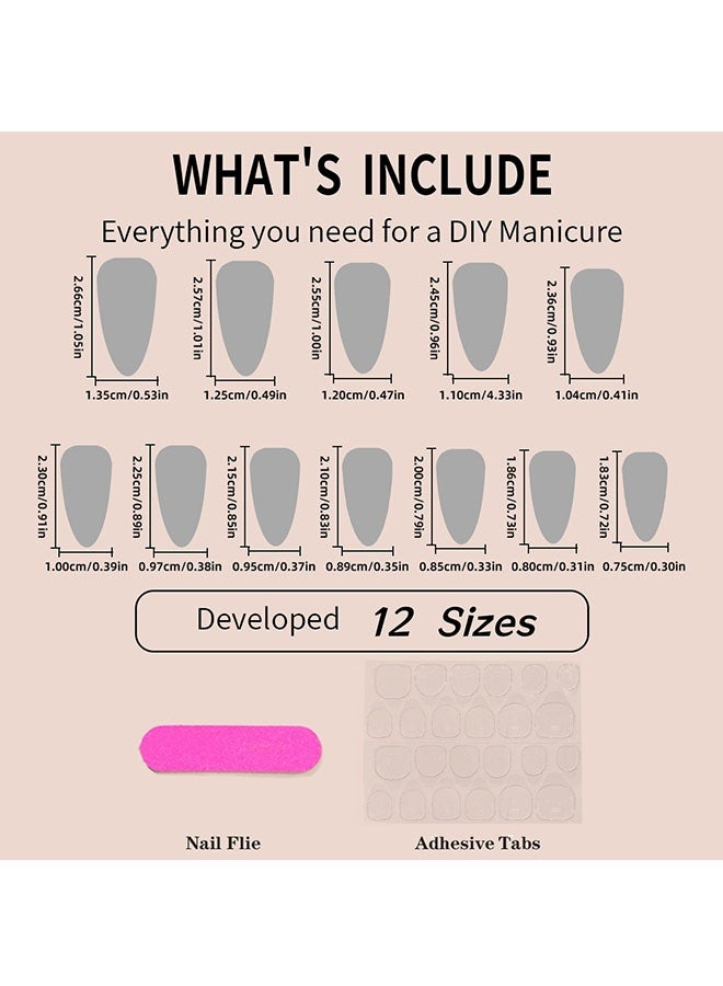 Nails,Press on nails 24PCS, New Handmade Press-On Nails, French Edge Red Star Pure Color Almond-Shaped Nail Tips, the Perfect Combination of Elegance and Personality, Fake Acrylic Nails With Nail Glue Kit. - Image 4