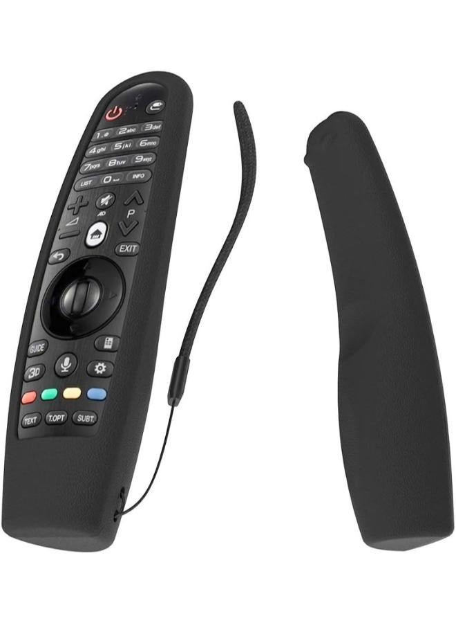 SIKAI Shockproof Silicone Case for LG AN-MR600 / LG AN-MR650 / AN-MR18BA / AN-MR19BA Magic Remote Battery Cover Protective Skin Holder Washable Dirt-Proof Anti-Lost with Remote Loop (Black) - Image 1