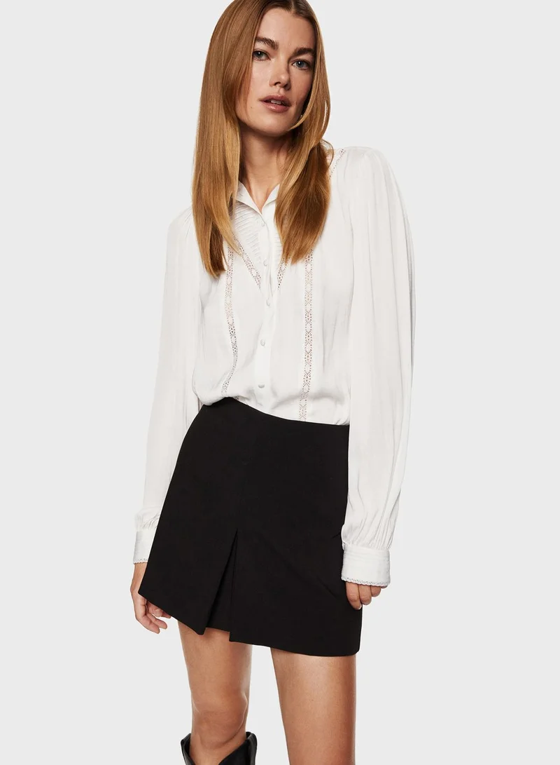 MANGO Puff Sleeve Button Down Shirt