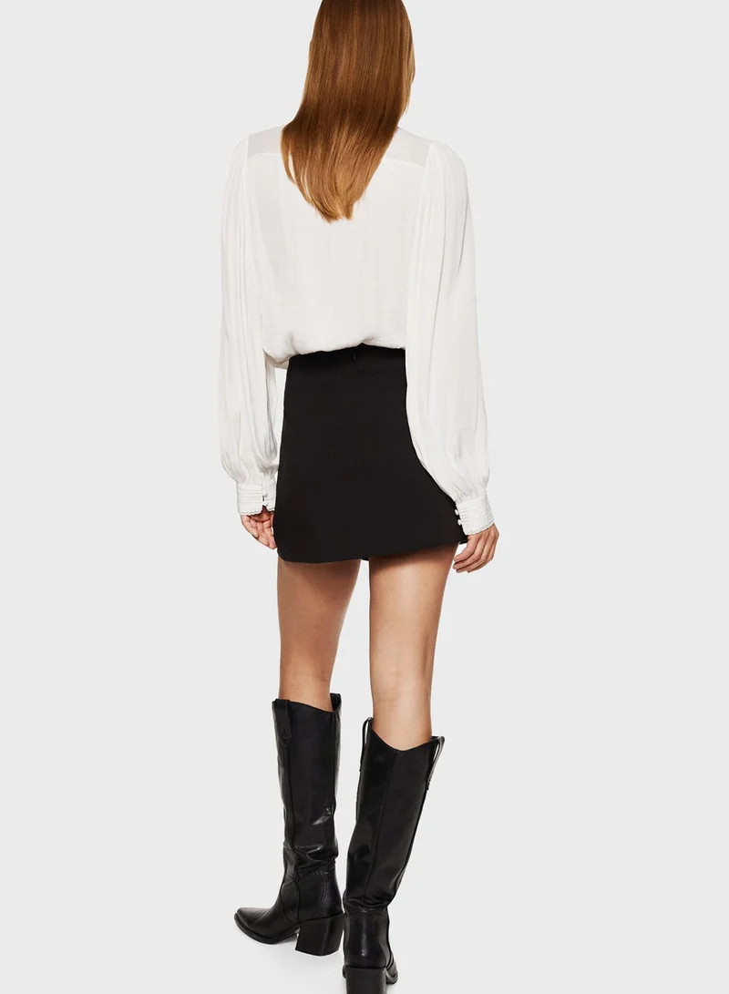 MANGO Puff Sleeve Button Down Shirt