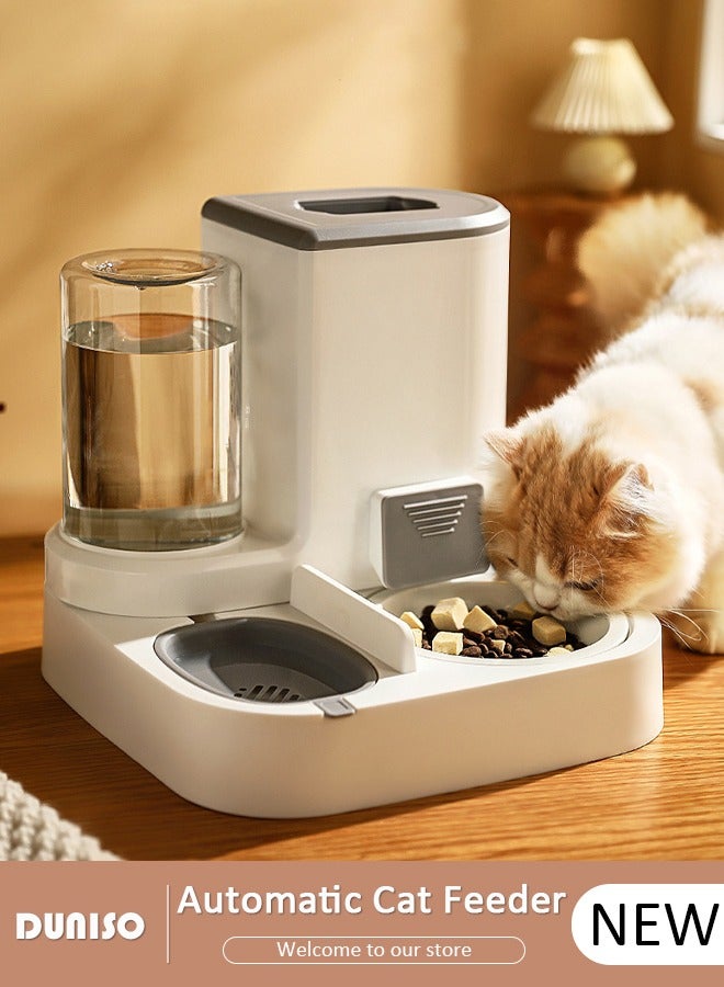 DUNISO 2 in 1 Automatic Cat Feeder, Pet Feeder and Water Dispenser Set for Indoor, Large Capacity Pet Food Bowl Water Dispenser for Cats Small Size Dogs, Gravity Cat Food and Water Bowl Set for Pets - Image 1