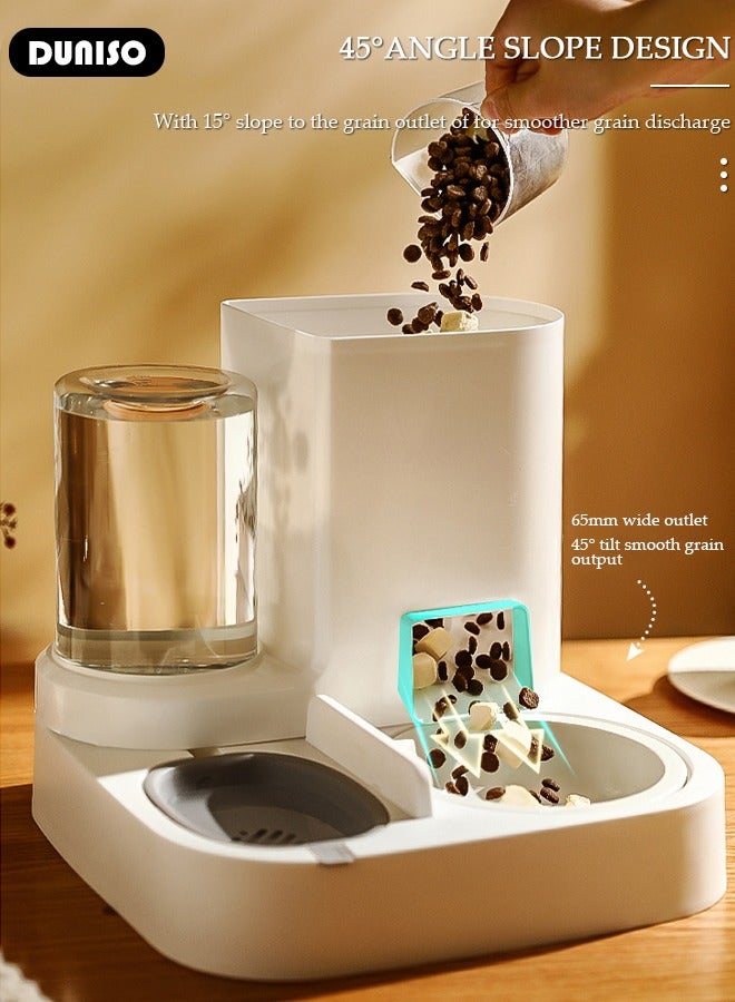 DUNISO 2 in 1 Automatic Cat Feeder, Pet Feeder and Water Dispenser Set for Indoor, Large Capacity Pet Food Bowl Water Dispenser for Cats Small Size Dogs, Gravity Cat Food and Water Bowl Set for Pets - Image 2
