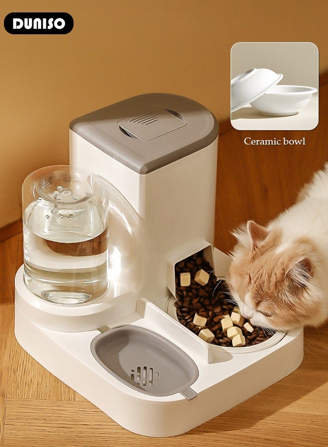 DUNISO 2 in 1 Automatic Cat Feeder, Pet Feeder and Water Dispenser Set for Indoor, Large Capacity Pet Food Bowl Water Dispenser for Cats Small Size Dogs, Gravity Cat Food and Water Bowl Set for Pets - Image 3
